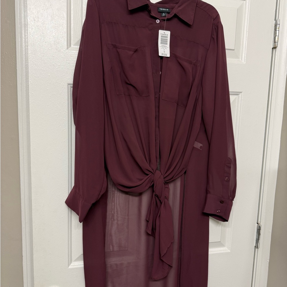 Torrid Long Sleeve Burgundy Dress